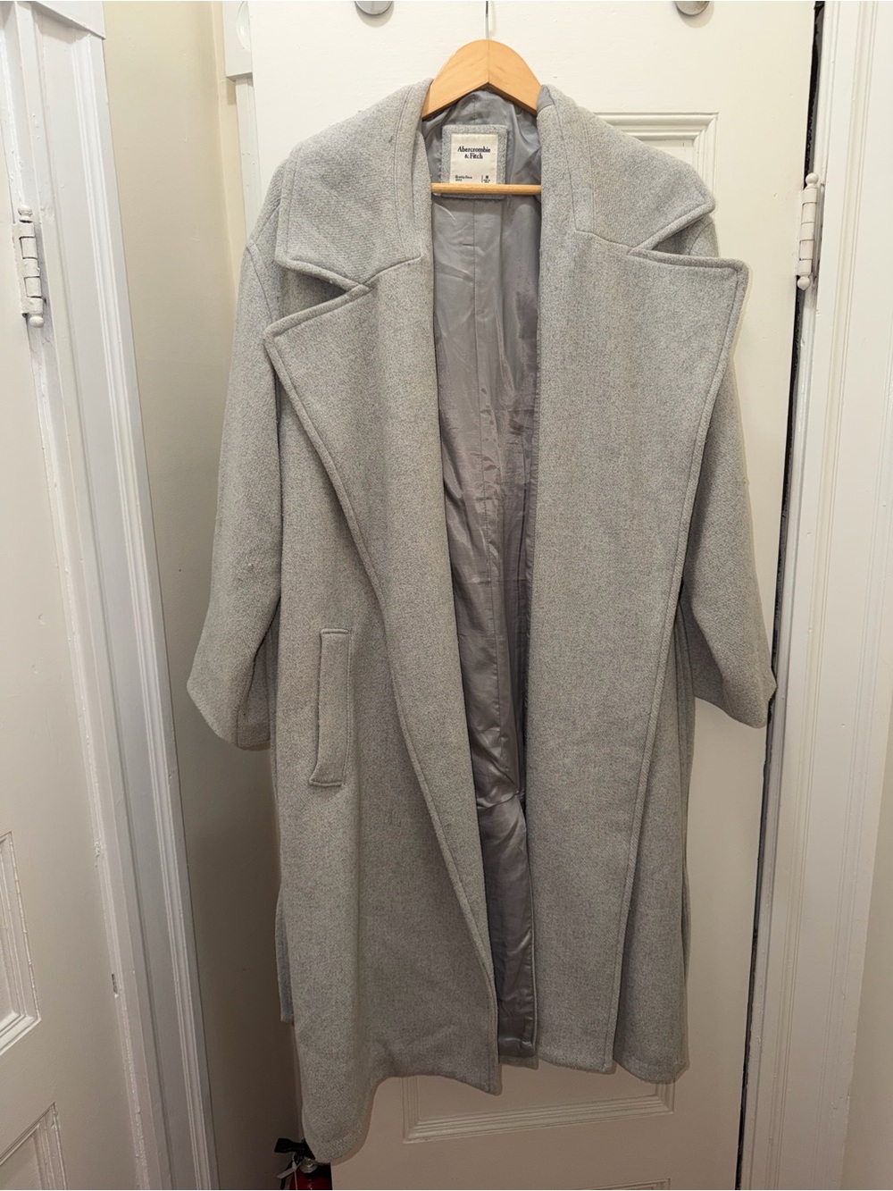 Abercrombie & Fitch Light Gray Wool Trench Coat